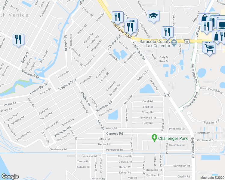 map of restaurants, bars, coffee shops, grocery stores, and more near 440 Coronado Road in Venice