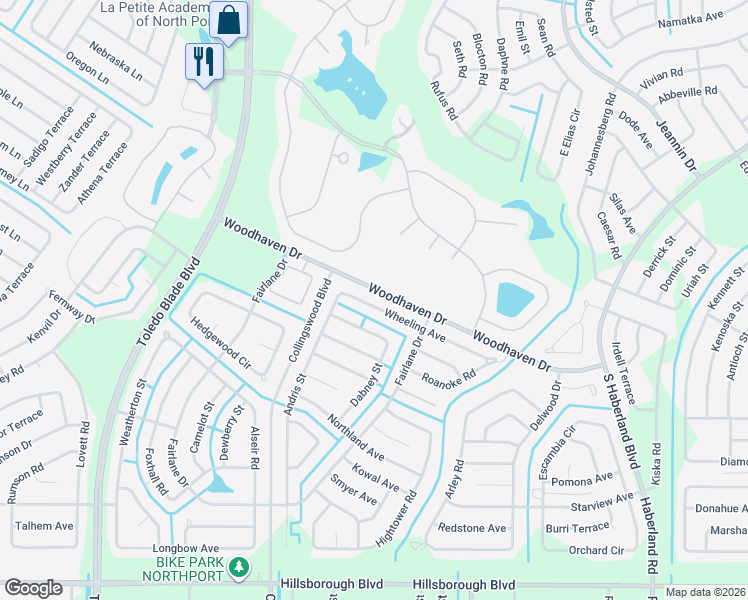 map of restaurants, bars, coffee shops, grocery stores, and more near 1882 Wheeling Avenue in North Port