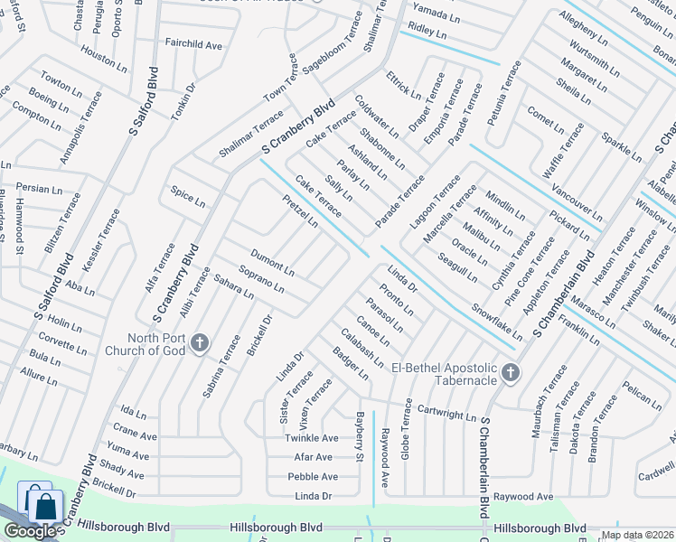 map of restaurants, bars, coffee shops, grocery stores, and more near 4121 Birnam Terrace in North Port