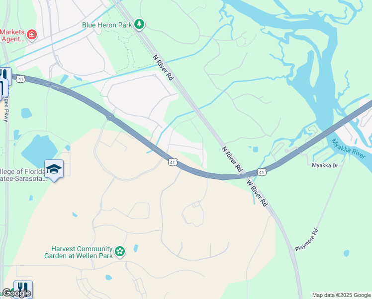 map of restaurants, bars, coffee shops, grocery stores, and more near 8717-9037 S Tamiami Trail in Venice