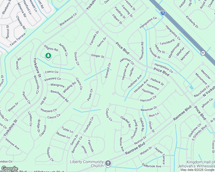 map of restaurants, bars, coffee shops, grocery stores, and more near Harcourt Circle in North Port
