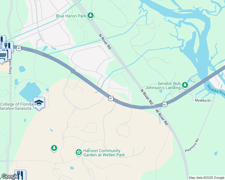 map of restaurants, bars, coffee shops, grocery stores, and more near 8717-9037 S Tamiami Trail in Venice