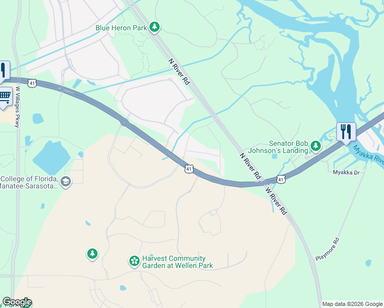 map of restaurants, bars, coffee shops, grocery stores, and more near 8717-9037 S Tamiami Trail in Venice