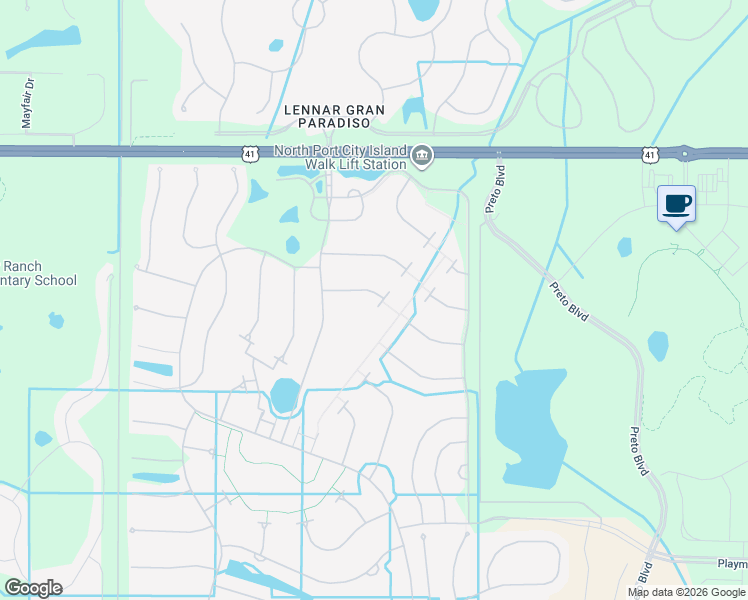 map of restaurants, bars, coffee shops, grocery stores, and more near 13351 Dimarco Street in Venice
