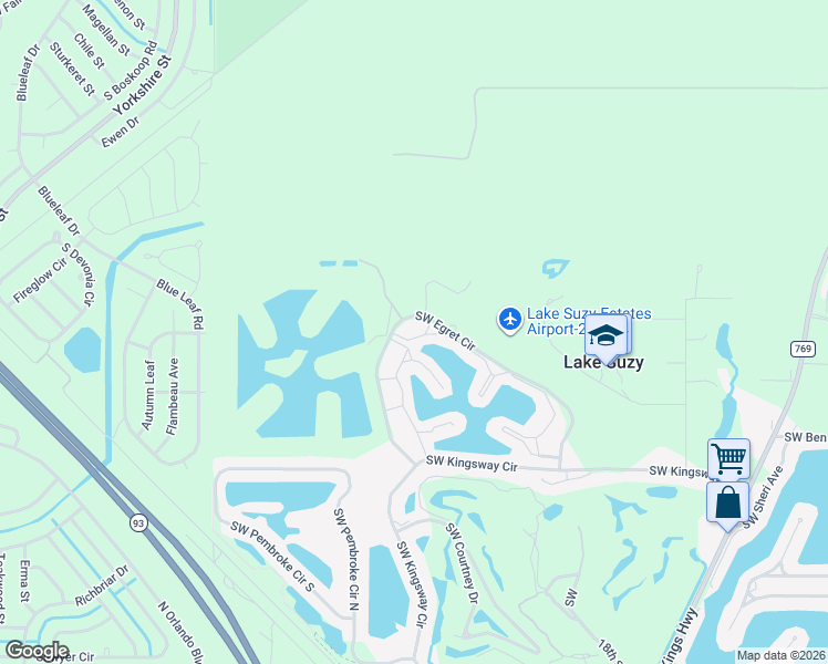map of restaurants, bars, coffee shops, grocery stores, and more near 12144 Southwest Egret Circle in Lake Suzy