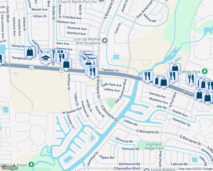 map of restaurants, bars, coffee shops, grocery stores, and more near 7971 Jeffery Avenue in North Port