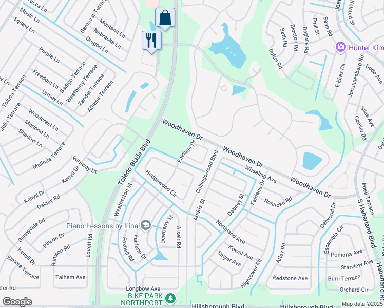 map of restaurants, bars, coffee shops, grocery stores, and more near 4421 Turnberry Circle in North Port