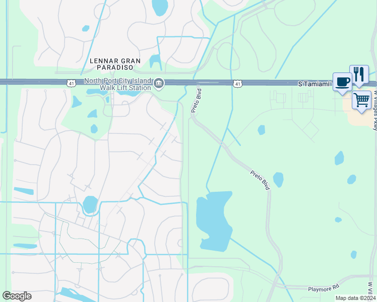 map of restaurants, bars, coffee shops, grocery stores, and more near Pine Street in Venice