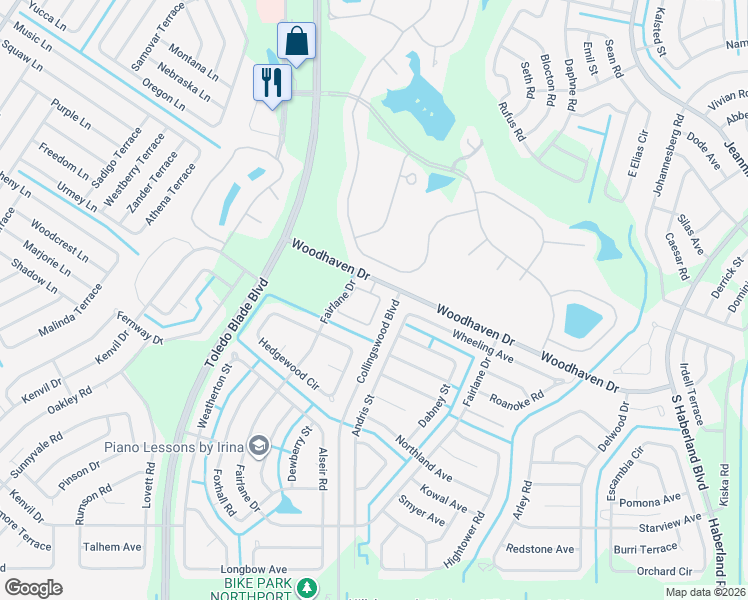 map of restaurants, bars, coffee shops, grocery stores, and more near 4820 Turnberry Circle in North Port