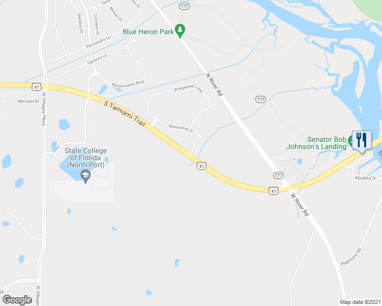 map of restaurants, bars, coffee shops, grocery stores, and more near 11220 Montserrat Drive in Venice