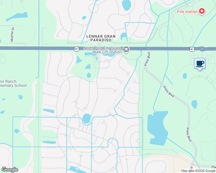 map of restaurants, bars, coffee shops, grocery stores, and more near 13418 Dimarco Street in Venice