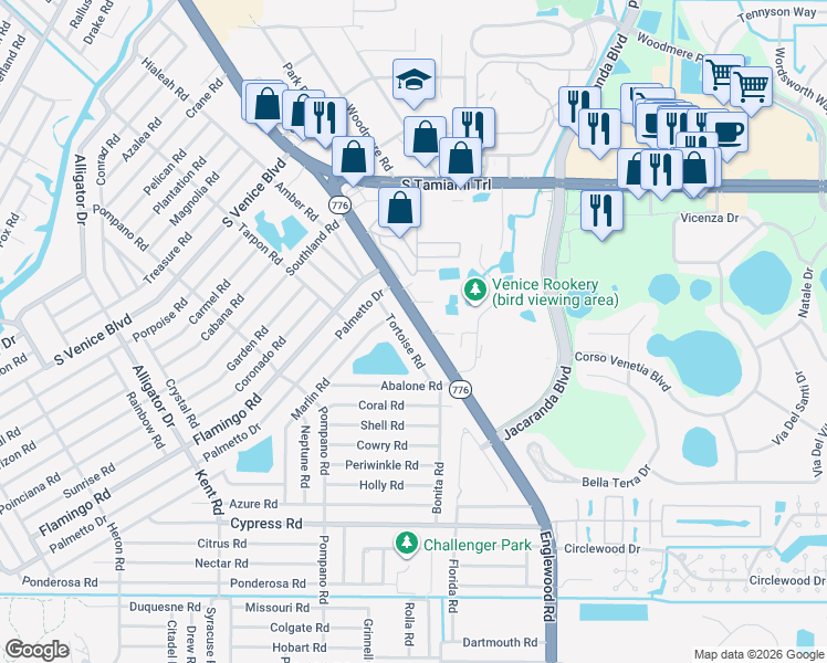 map of restaurants, bars, coffee shops, grocery stores, and more near 4365 Florida 776 in Venice