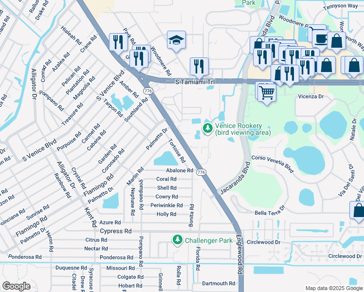 map of restaurants, bars, coffee shops, grocery stores, and more near 4365 Florida 776 in Venice