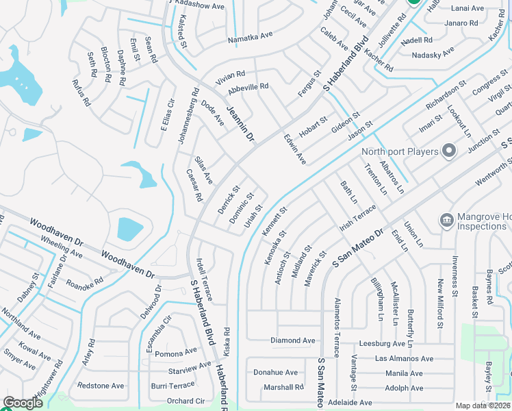map of restaurants, bars, coffee shops, grocery stores, and more near 3824 Dominic Street in North Port