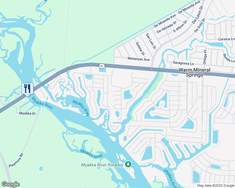 map of restaurants, bars, coffee shops, grocery stores, and more near 404 Woodale Court in North Port