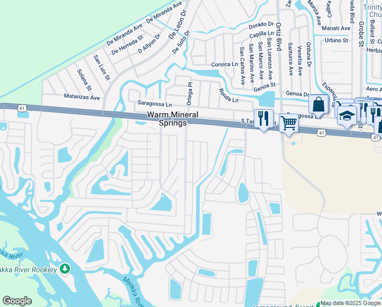 map of restaurants, bars, coffee shops, grocery stores, and more near 210 Trailorama Dr in North Port