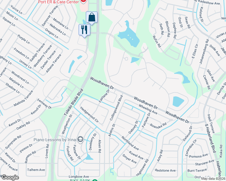 map of restaurants, bars, coffee shops, grocery stores, and more near 4820 Turnberry Circle in North Port