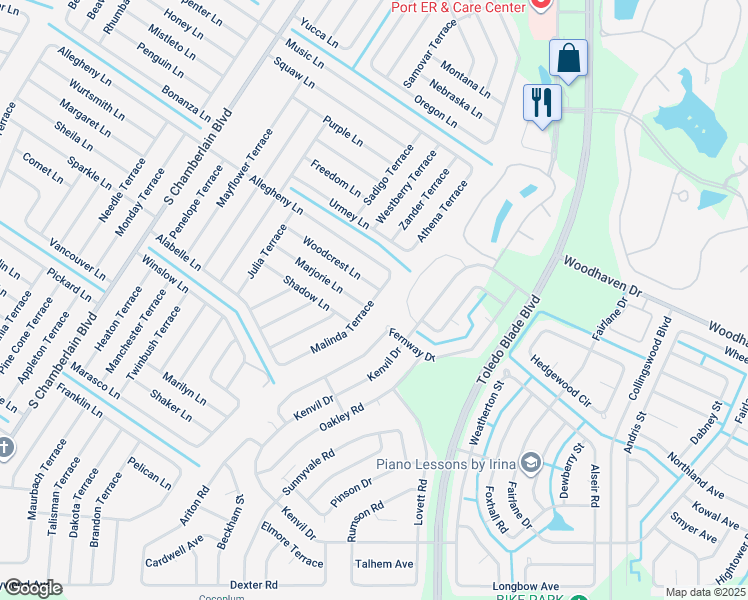 map of restaurants, bars, coffee shops, grocery stores, and more near 1189 Marjorie Lane in North Port
