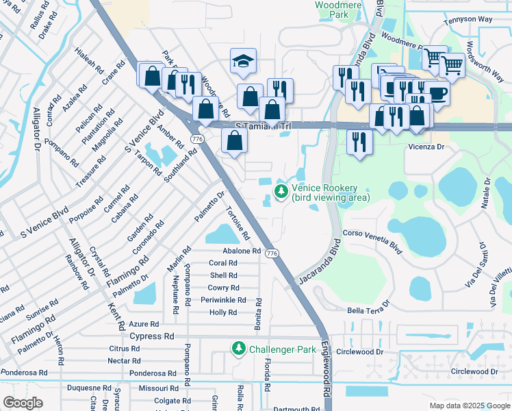 map of restaurants, bars, coffee shops, grocery stores, and more near 4365 Florida 776 in Venice