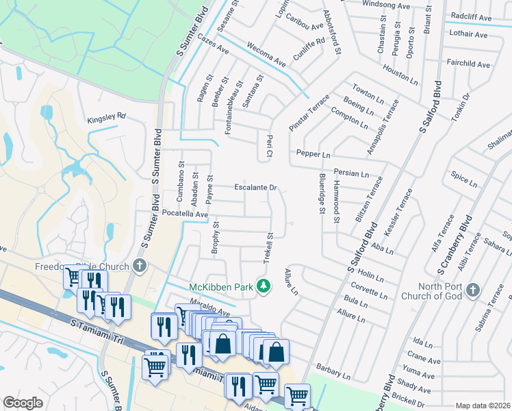 map of restaurants, bars, coffee shops, grocery stores, and more near 4281 Mago Court in North Port