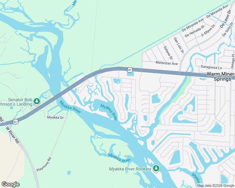 map of restaurants, bars, coffee shops, grocery stores, and more near 102 Lazy River Road in North Port