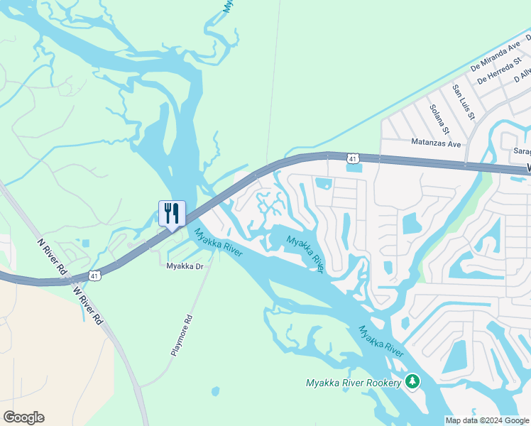 map of restaurants, bars, coffee shops, grocery stores, and more near 28 Edward Avenue South in North Port