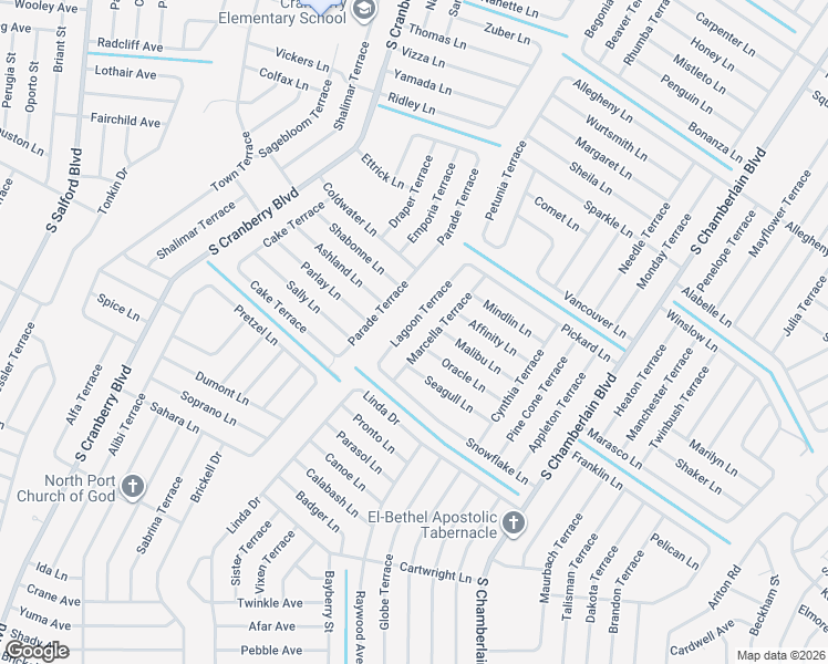 map of restaurants, bars, coffee shops, grocery stores, and more near 4369 Lagoon Terrace in North Port
