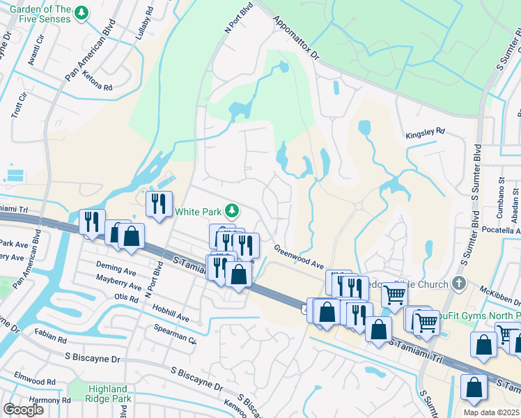 map of restaurants, bars, coffee shops, grocery stores, and more near 5763 Sabal Trace Drive in North Port