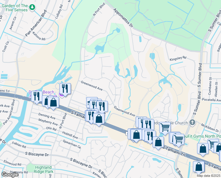 map of restaurants, bars, coffee shops, grocery stores, and more near 5759 Sabal Trace Drive in North Port