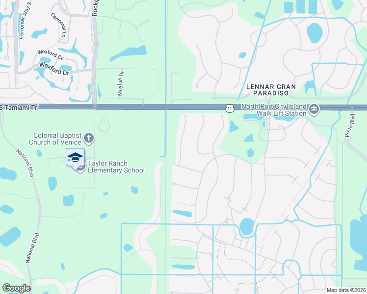map of restaurants, bars, coffee shops, grocery stores, and more near 19610 Ortona Street in Venice