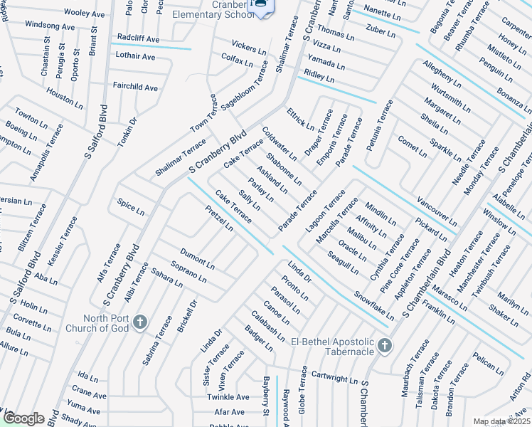 map of restaurants, bars, coffee shops, grocery stores, and more near 2664 Sally Lane in North Port