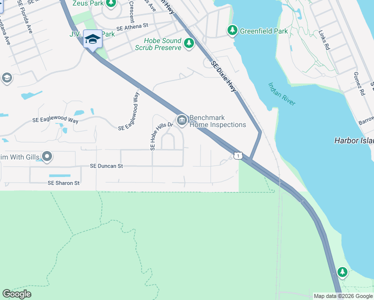 map of restaurants, bars, coffee shops, grocery stores, and more near 13094 Southeast Hobe Hills Drive in Hobe Sound