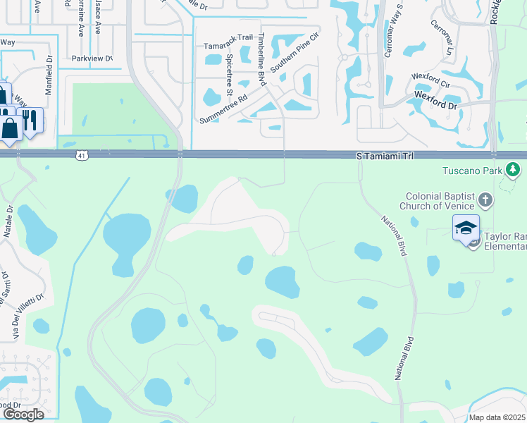 map of restaurants, bars, coffee shops, grocery stores, and more near 10464 Crooked Creek Drive in Venice