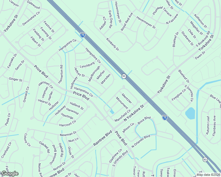 map of restaurants, bars, coffee shops, grocery stores, and more near Hampshire Circle in North Port