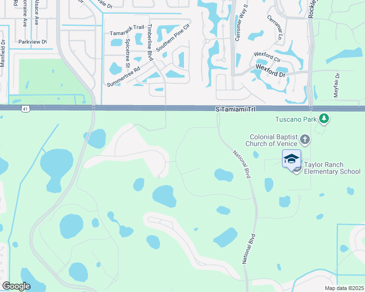 map of restaurants, bars, coffee shops, grocery stores, and more near 23214 Copperleaf Drive in Venice
