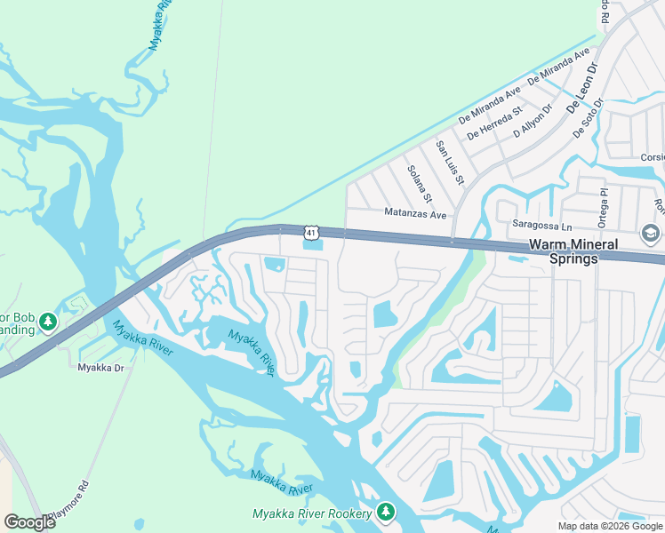 map of restaurants, bars, coffee shops, grocery stores, and more near 110 Rarotonga Road in North Port