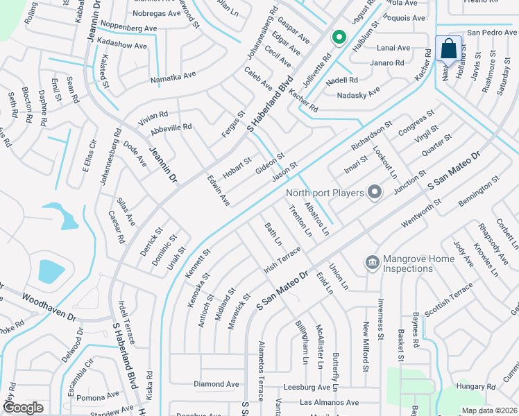 map of restaurants, bars, coffee shops, grocery stores, and more near 3607 Bath Lane in North Port