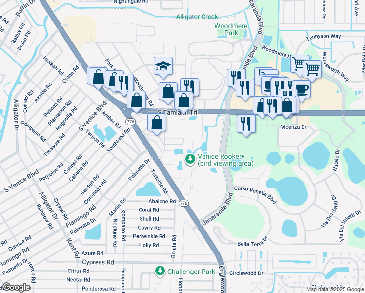 map of restaurants, bars, coffee shops, grocery stores, and more near 2444 Kevin Street in Venice