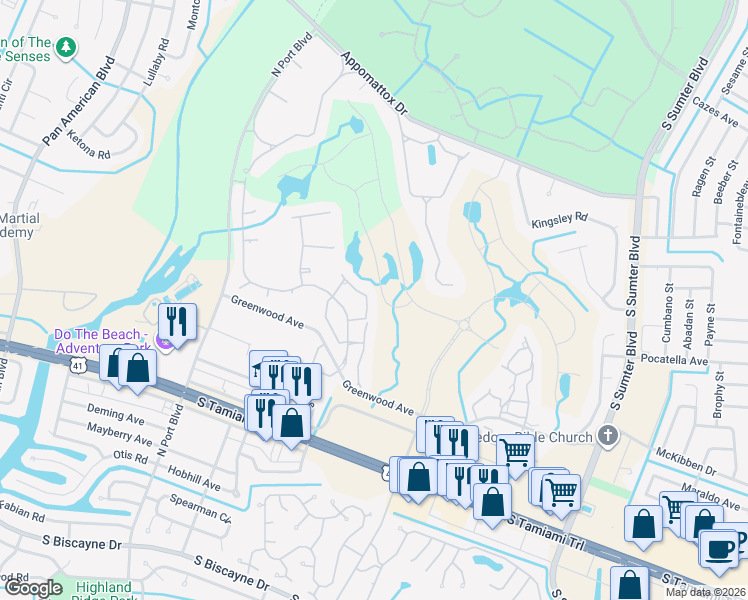 map of restaurants, bars, coffee shops, grocery stores, and more near 5762 Sabal Trace Drive in North Port