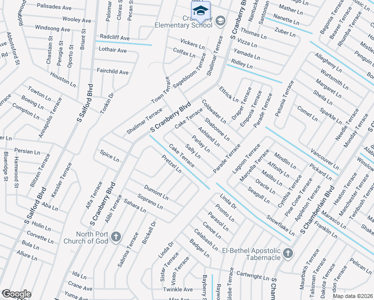 map of restaurants, bars, coffee shops, grocery stores, and more near 2790 Sally Lane in North Port