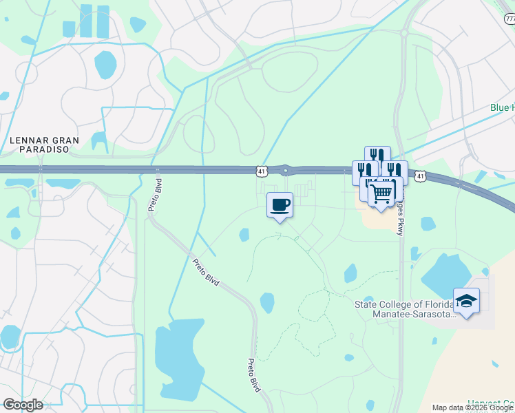 map of restaurants, bars, coffee shops, grocery stores, and more near 7000-7418 S Tamiami Trail in Venice