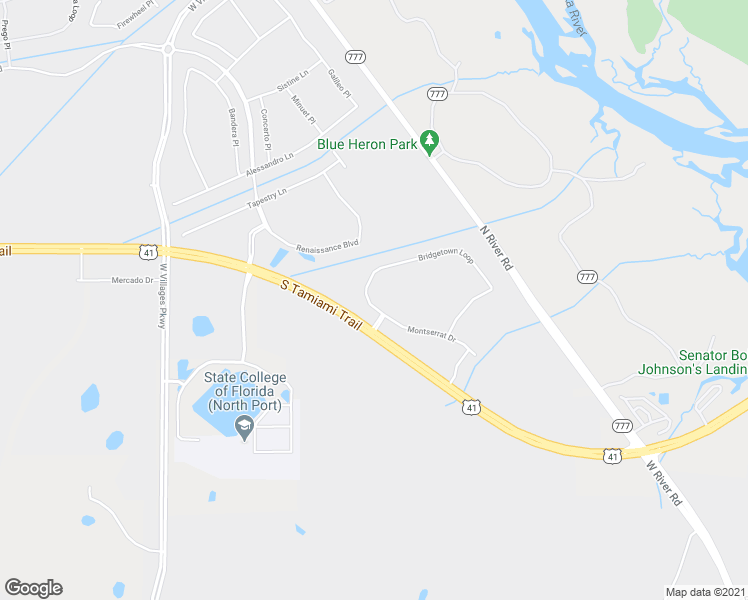 map of restaurants, bars, coffee shops, grocery stores, and more near 19806 Bridgetown Loop in Venice