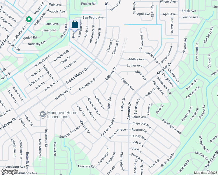 map of restaurants, bars, coffee shops, grocery stores, and more near 3244 Gibbs Road in North Port