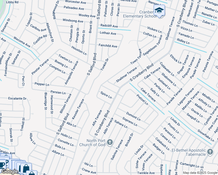 map of restaurants, bars, coffee shops, grocery stores, and more near 3058 Velvet Lane in North Port