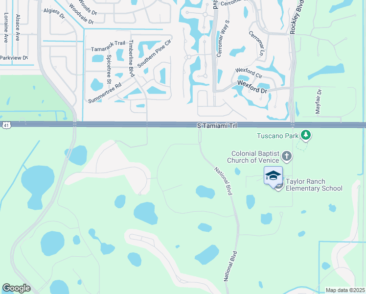map of restaurants, bars, coffee shops, grocery stores, and more near 23126 Copperleaf Drive in Venice