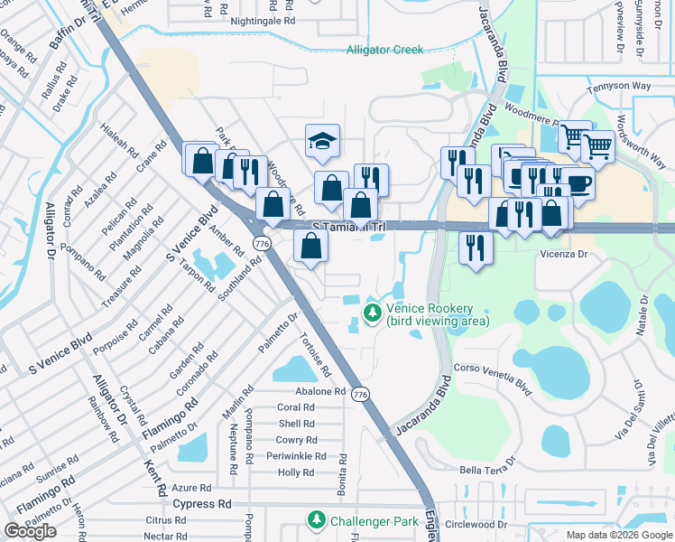 map of restaurants, bars, coffee shops, grocery stores, and more near 2413 Cally Street in Venice