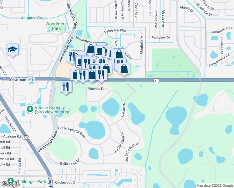 map of restaurants, bars, coffee shops, grocery stores, and more near 4458 Corso Venetia Boulevard in Venice