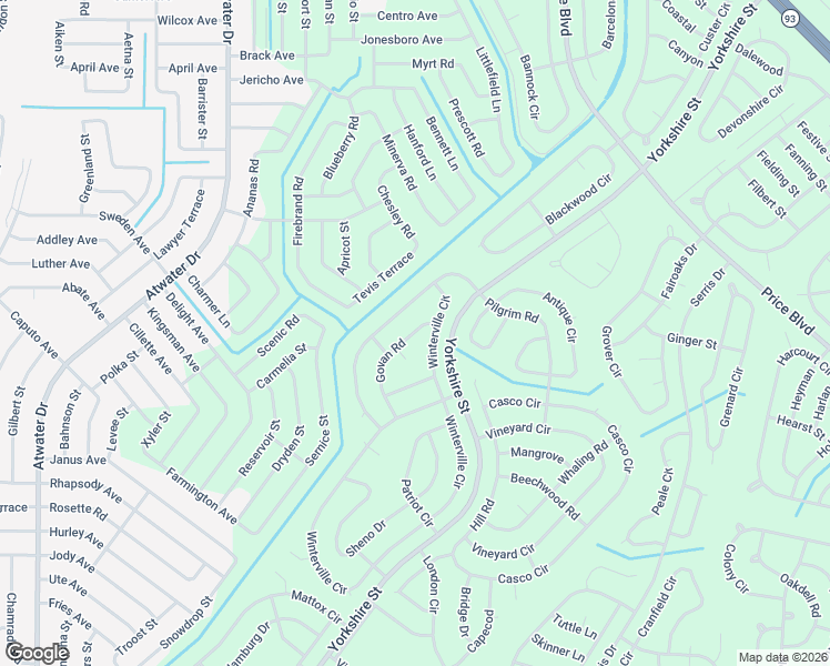map of restaurants, bars, coffee shops, grocery stores, and more near Winterville Circle in North Port