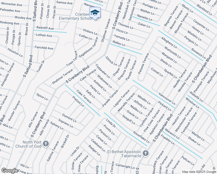 map of restaurants, bars, coffee shops, grocery stores, and more near 2675 Shabonne Lane in North Port