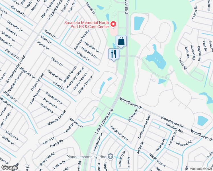 map of restaurants, bars, coffee shops, grocery stores, and more near 3570 Island Club Drive in North Port